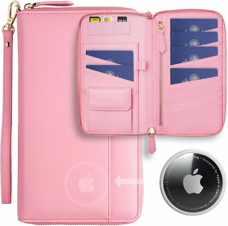 Apadi Travel Document Organizer - RFID Passport Wallet Case Family Holder Id Wristlet - Image 1